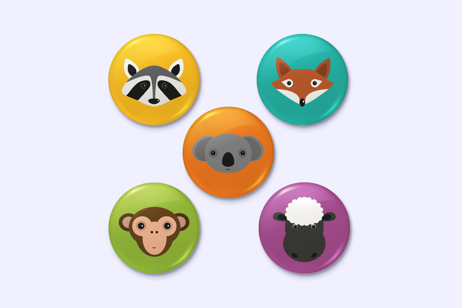 Badges magnétiques avec des animaux